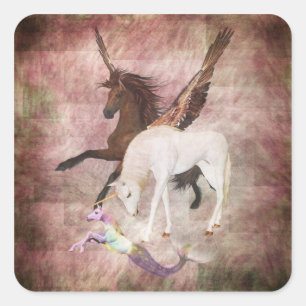 Fantasy Horses Quadratischer Aufkleber