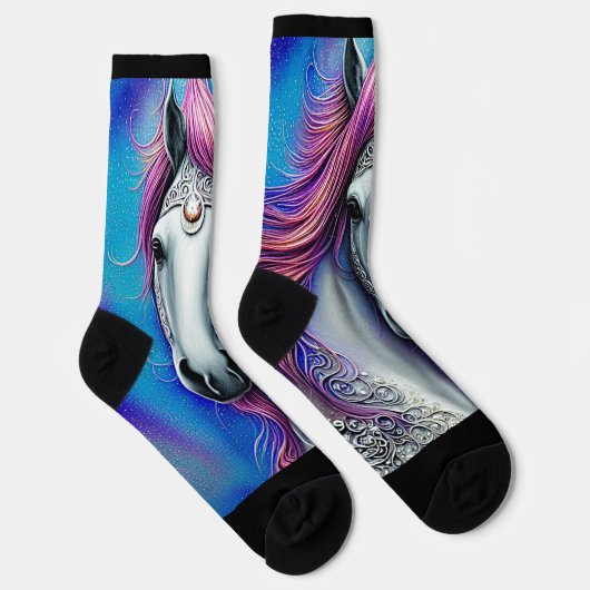 Fantasy Horst, Blue Mauve Pink Mane Silver Lace Socken (Rechts)