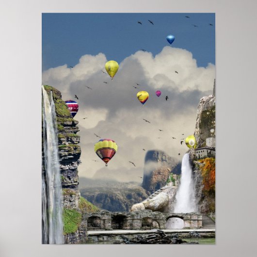 Fantasy Hot Air Ballon Kunst Poster (Vorne)