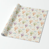Fantasy Hot Air Ballon Muster Watercolor Design Geschenkpapier (Ungerollt)