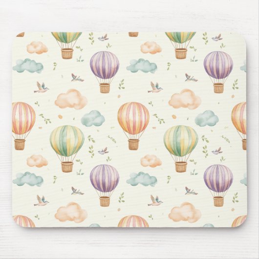 Fantasy Hot Air Ballon Muster Watercolor Design Mousepad (Vorne)