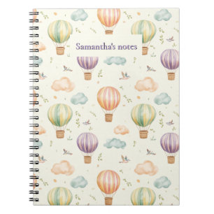 Fantasy Hot Air Ballon Muster Watercolor Design Notizblock