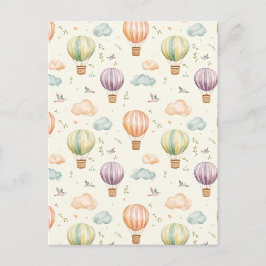 Fantasy Hot Air Ballon Muster Watercolor Design Postkarte (Vorderseite)