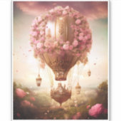 Fantasy Hot Air Ballon Pink Gold Aufkleber (Vorderseite)