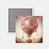 Fantasy Hot Air Ballon Pink Gold Magnet (Vorderseite/Rückseite)