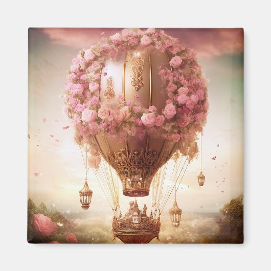 Fantasy Hot Air Ballon Pink Gold Magnet (Vorne)