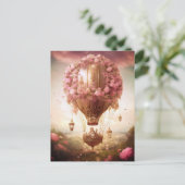 Fantasy Hot Air Ballon Pink Gold Postkarte (Stehend Vorderseite)