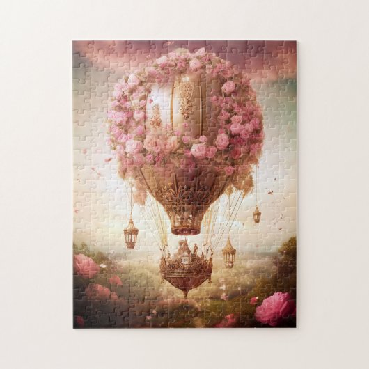 Fantasy Hot Air Ballon Pink Gold Puzzle (Vertikal)