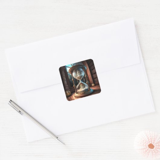 Fantasy Hourglass Quadratischer Aufkleber (Umschlag)