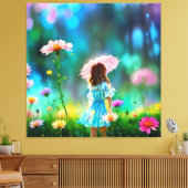 *~ Fantasy Hübsch AP56 Little Girl Riesen-Blume Leinwanddruck (Insitu (Wohnzimmer))
