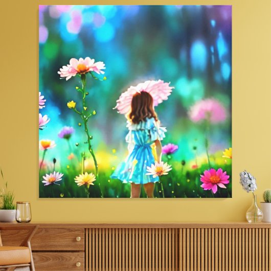 *~ Fantasy Hübsch AP56 Little Girl Riesen-Blume Leinwanddruck (Insitu (Wohnzimmer))