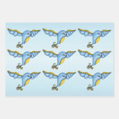 Fantasy Hübsch Flying Bluebird Yellow Scroll Schwa Geschenkpapier Set (Vorderseite 2)