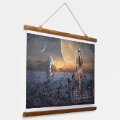 Fantasy Hübsch Model Woman Moon Star Space Walker Wandteppich Mit Holzrahmen (Gewinkelt)