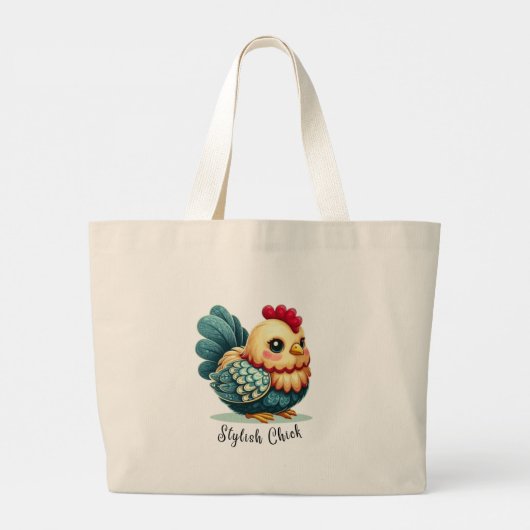 Fantasy-Hühnchen Türkis Federn Tasche (Rückseite)