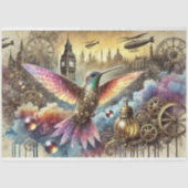 Fantasy Hummingbird Steampunk Landscape Decoupage Seidenpapier (Vorderseite)