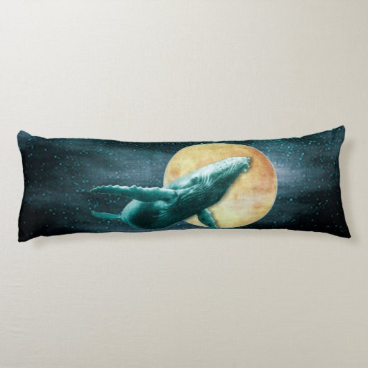 Fantasy Humpback Whale Fliegen zum Mond - Körper P Seitenschläferkissen (Rückseite)