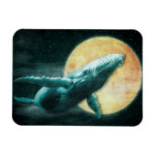 Fantasy Humpback Whale Fliegend zum Mond - Magnet (Horizontal)