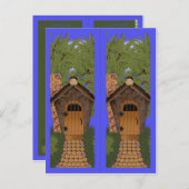 Fantasy Hütte und Zedernbaum Lesezeichen Postkarte (Vorne/Hinten)