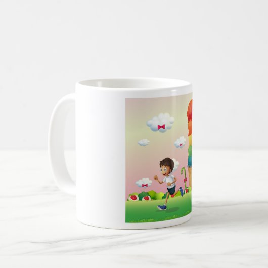 Fantasy Ice Cream Cone mit Happy Running Boy Kaffeetasse (Vorderseite Links)