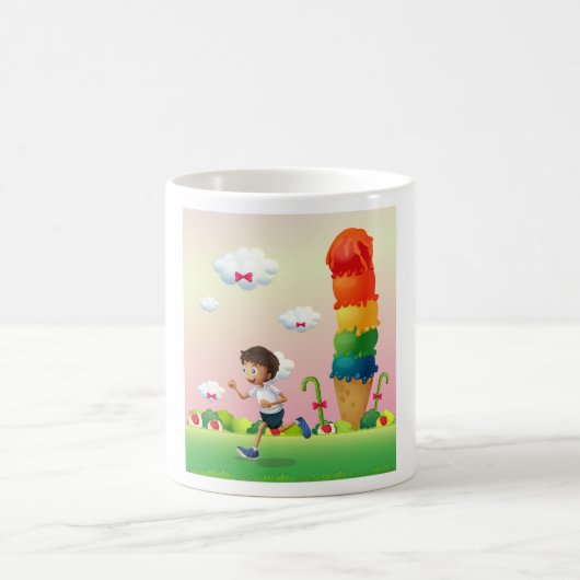 Fantasy Ice Cream Cone mit Happy Running Boy Kaffeetasse (Mittel)