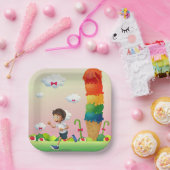 Fantasy Ice Cream Cone mit Happy Running Boy Pappteller (Party)