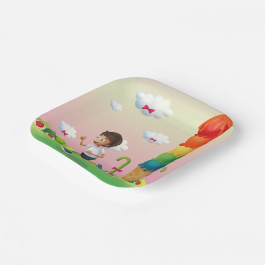 Fantasy Ice Cream Cone mit Happy Running Boy Pappteller (Gewinkelt)