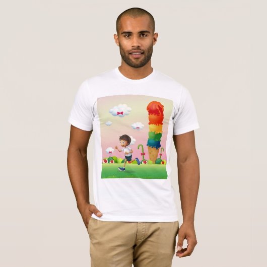 Fantasy Ice Cream Cone mit Happy Running Boy T-Shirt (Vorne ganz)