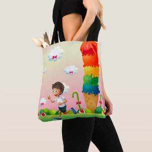 Fantasy Ice Cream Cone mit Happy Running Boy Tasche