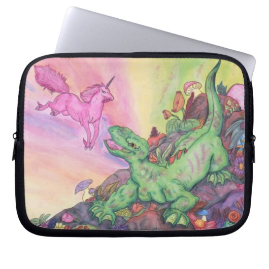 Fantasy Illustration Lizard Pink Flying Unicorn Laptopschutzhülle (Vorderseite)