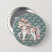 Fantasy Illustration von Floral Pastel Horse Button (Vorne & Hinten)