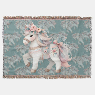 Fantasy Illustration von Floral Pastel Horse Decke