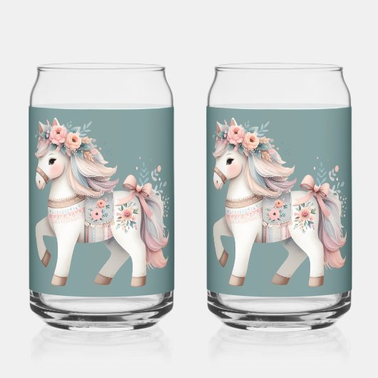 Fantasy Illustration von Floral Pastel Horse Dosenglas (Rückseite)