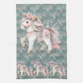 Fantasy Illustration von Floral Pastel Horse Geschirrtuch (Vertikal)