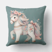 Fantasy Illustration von Floral Pastel Horse Kissen (Rückseite)