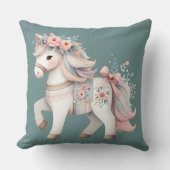 Fantasy Illustration von Floral Pastel Horse Kissen (Vorderseite)