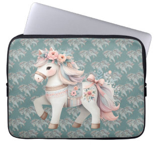 Fantasy Illustration von Floral Pastel Horse Laptopschutzhülle