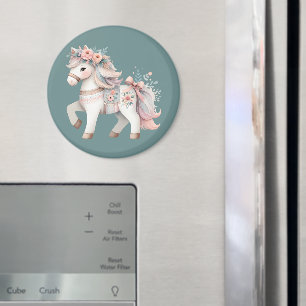 Fantasy Illustration von Floral Pastel Horse Magnet