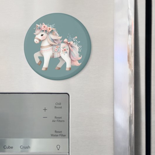 Fantasy Illustration von Floral Pastel Horse Magnet (In Situ (Kühlschrank))