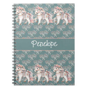 Fantasy Illustration von Floral Pastel Horse Notizblock