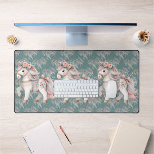 Fantasy Illustration von Floral Pastel Horse Schreibtischunterlage