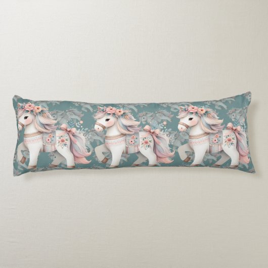 Fantasy Illustration von Floral Pastel Horse Seitenschläferkissen (Rückseite)
