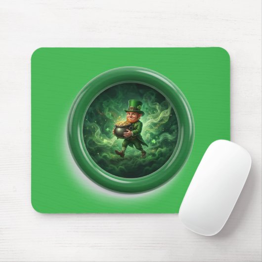 Fantasy Image Leprechaun Carrying Pot Of Gold Mousepad (Mit Mouse)