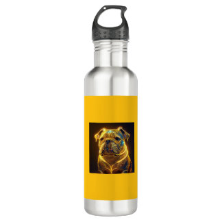 Fantasy Image Neon Yellow English Bulldog Edelstahlflasche