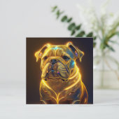 Fantasy Image Neon Yellow English Bulldog Einladung (Stehend Vorderseite)