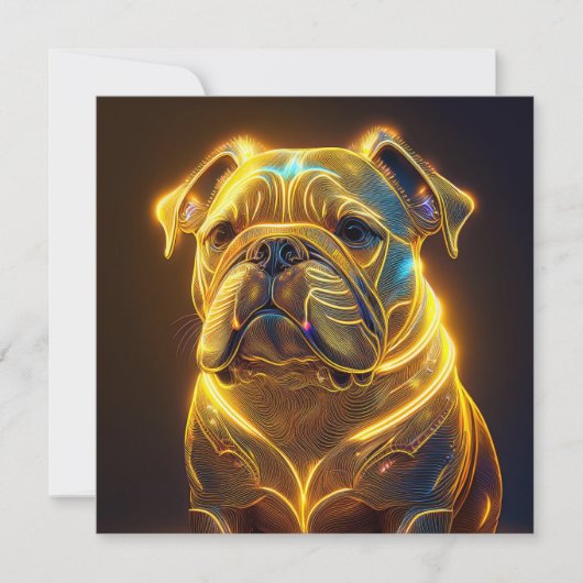 Fantasy Image Neon Yellow English Bulldog Einladung (Vorderseite)