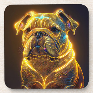 Fantasy Image Neon Yellow English Bulldog Getränkeuntersetzer