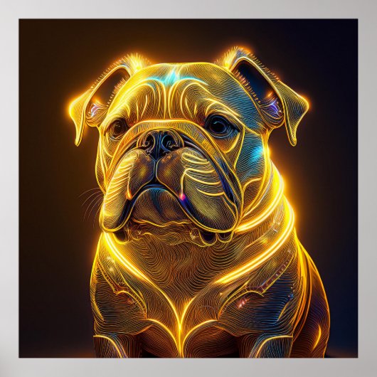 Fantasy Image Neon Yellow English Bulldog Poster (Vorne)