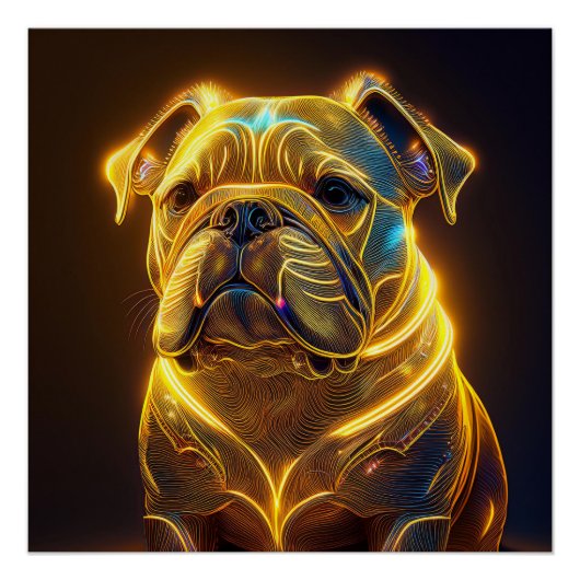 Fantasy Image Neon Yellow English Bulldog Poster (Vorderseite)