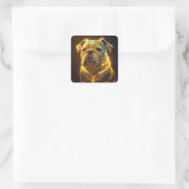 Fantasy Image Neon Yellow English Bulldog Quadratischer Aufkleber (Tasche)