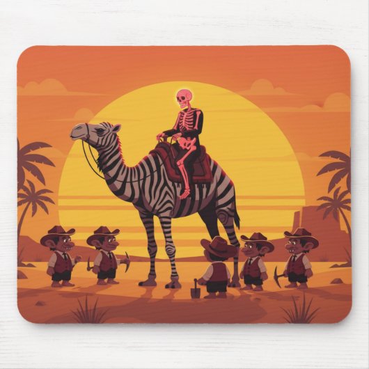 Fantasy Image of Skeleton Riding Striped Camel Mousepad (Vorne)